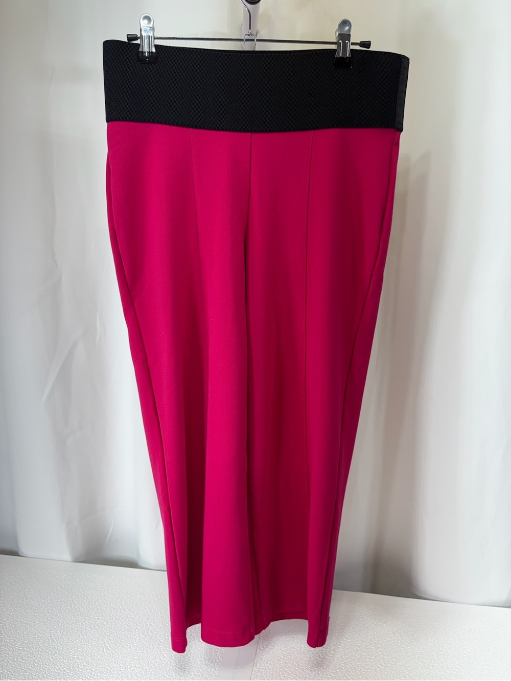 Peter Nygard Hot Pink Ankle-Length Pencil Skirt with Black Waistband 3379